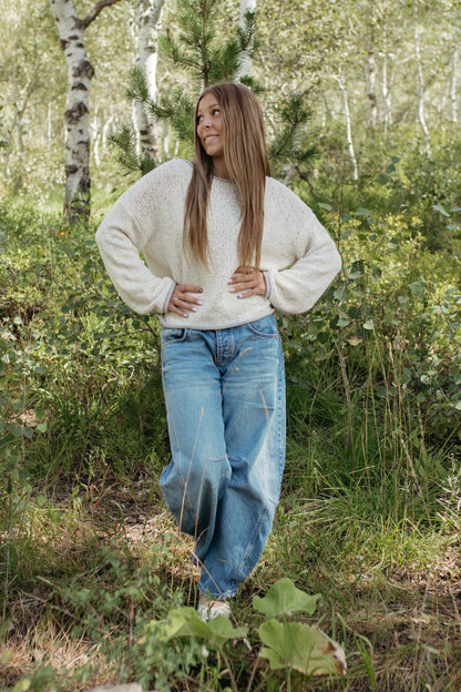 THE SIYA LONG SLEEVE KNIT SWEATER IN OATMEAL