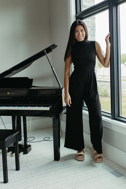 THE BRYNN HIGH NECK RIB JUMPSUIT