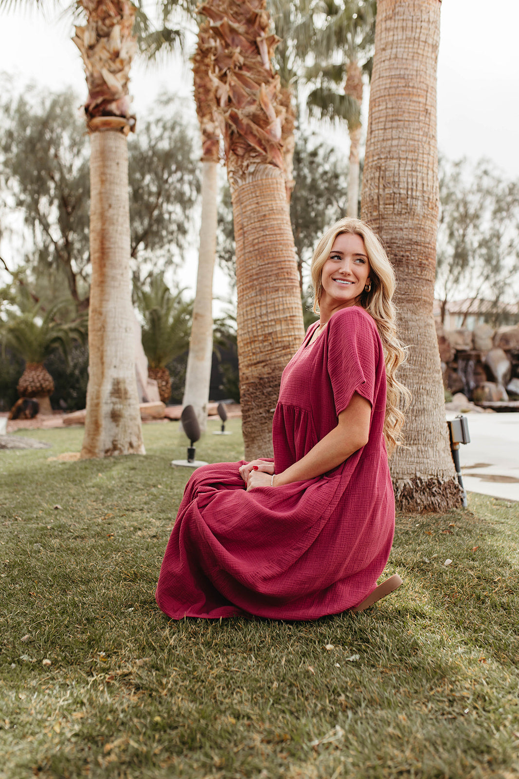 THE EASTON WASHED LINEN MAXI DRESS IN RED