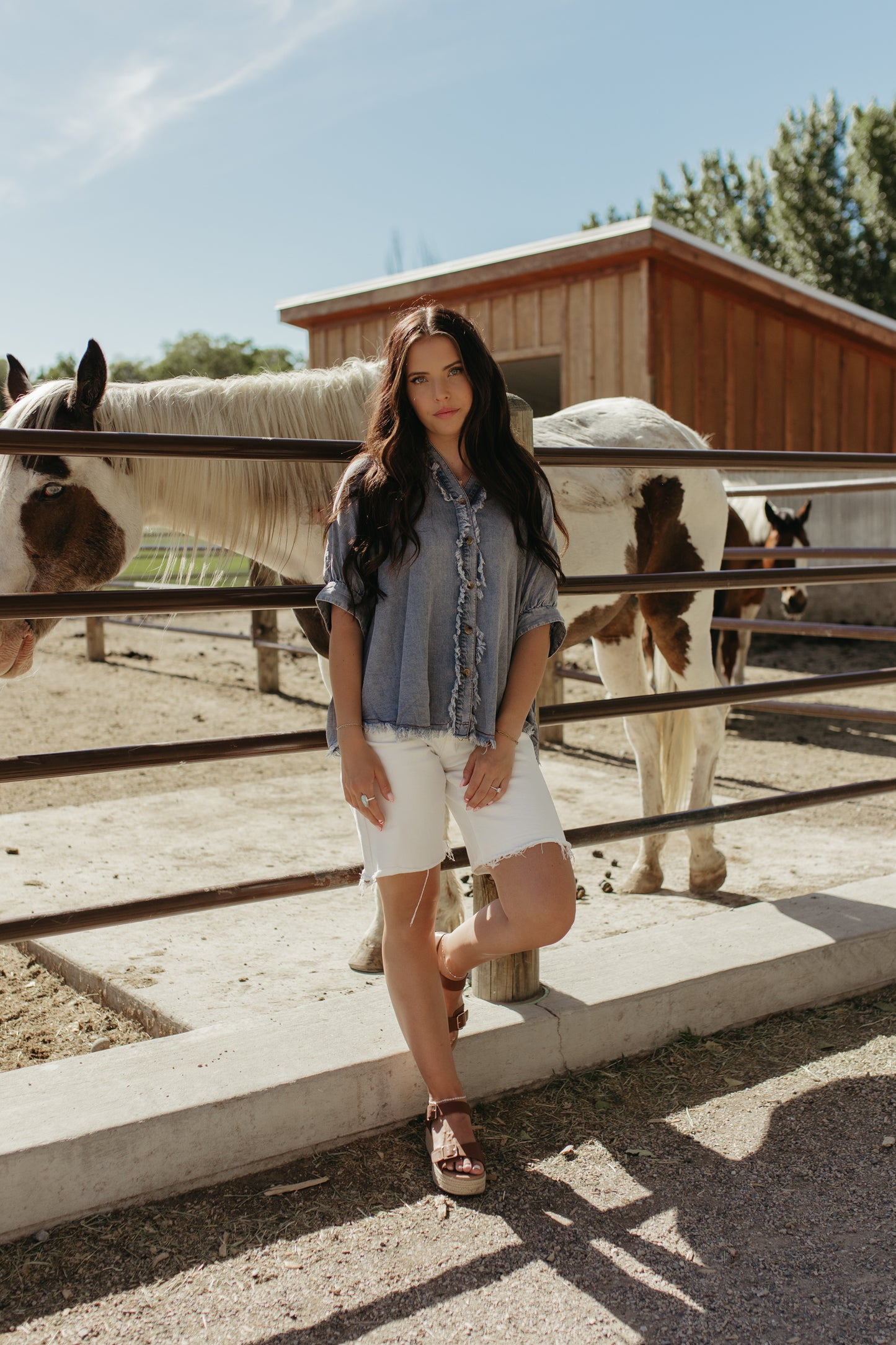 THE BERKLEY FRAYED DENIM TOP