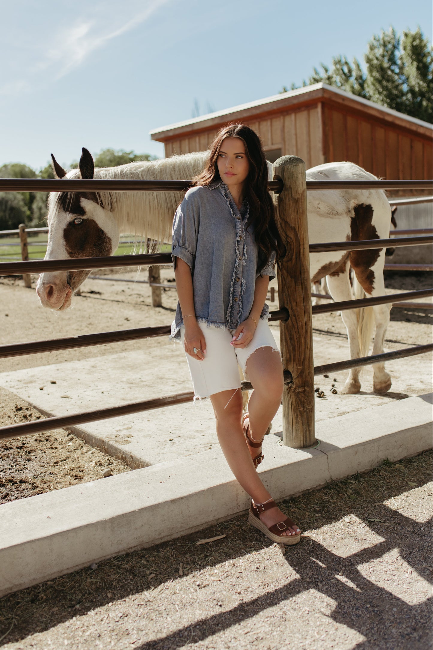 THE BERKLEY FRAYED DENIM TOP