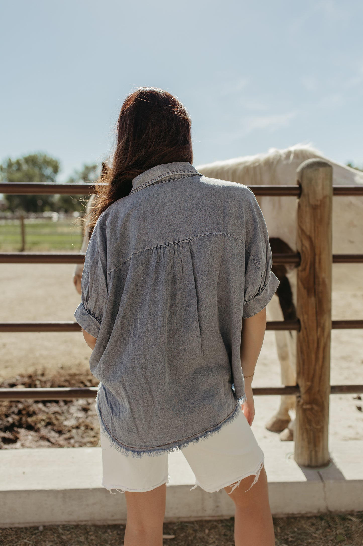 THE BERKLEY FRAYED DENIM TOP
