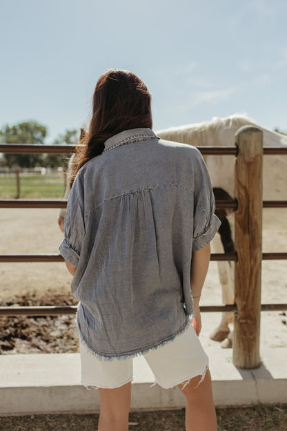 THE BERKLEY FRAYED DENIM TOP