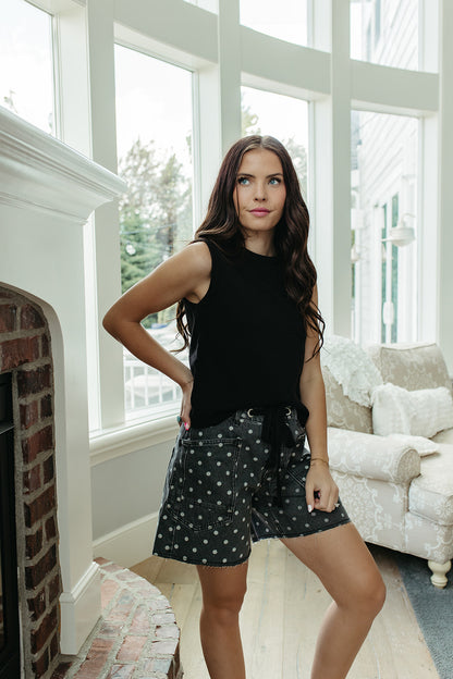 THE KHYLEE SLEEVELESS COTTON TOP IN BLACK