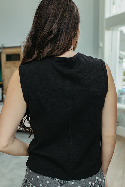 THE KHYLEE SLEEVELESS COTTON TOP IN BLACK