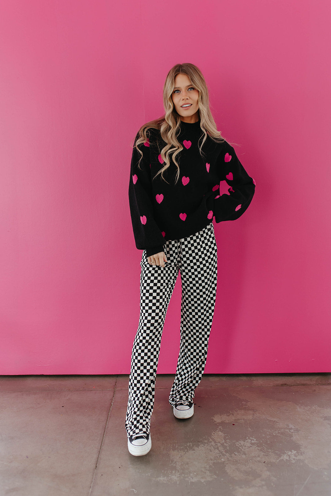 THE RAYLYNNE RETRO CHECKERED FLARE PANTS