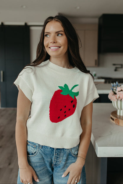 THE DELANEY STRAWBERRY KNIT TOP