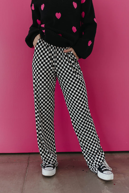 THE RAYLYNNE RETRO CHECKERED FLARE PANTS