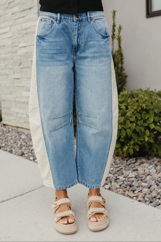 THE ISABELLA FLORAL PRINT BARREL JEANS