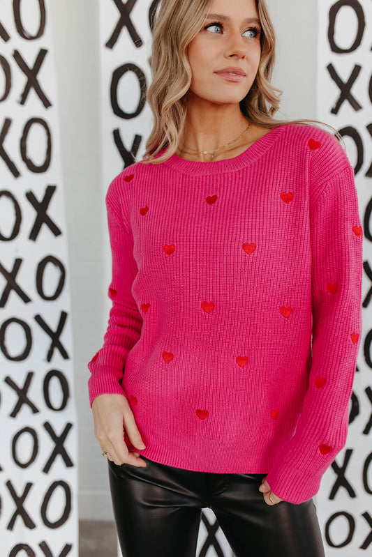THE HEART CONFETTI SWEATER IN HOT PINK