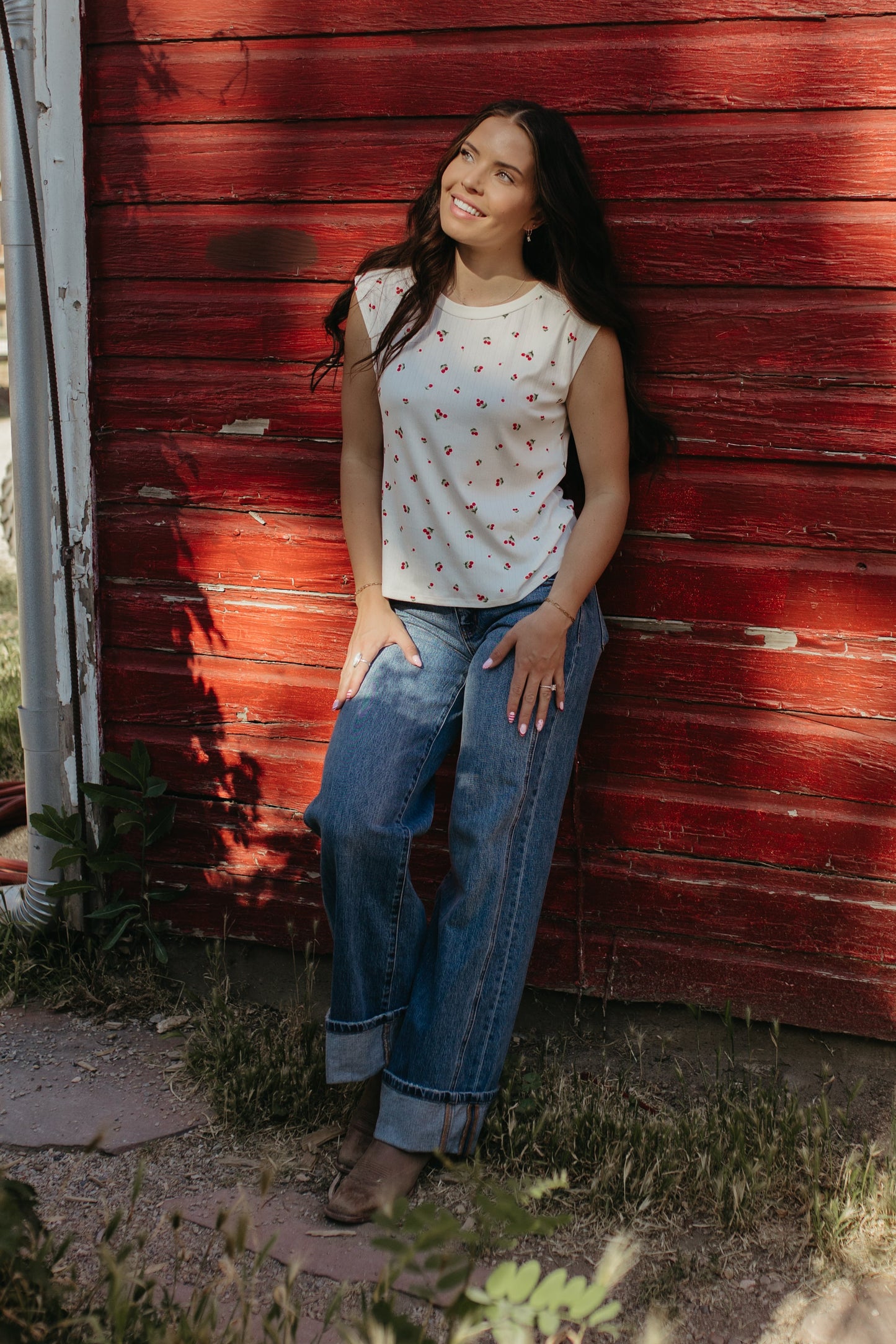 THE GRACELYNN CHERRY SLEEVELESS TOP
