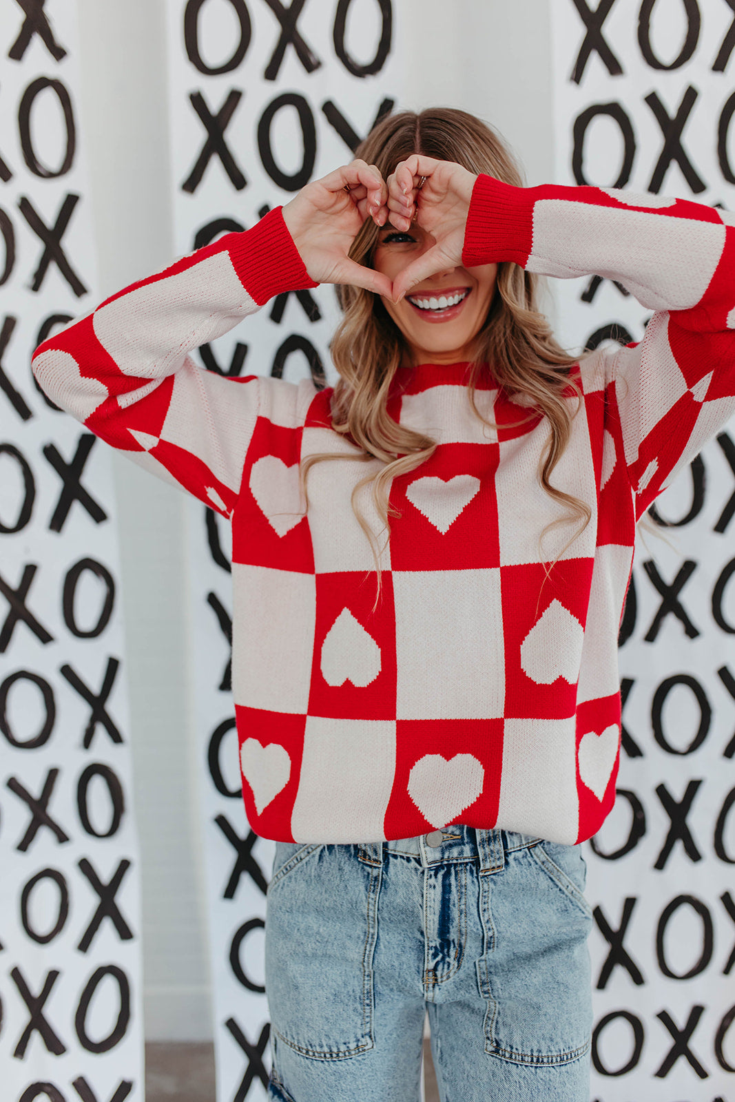 Red and sales white heart sweater
