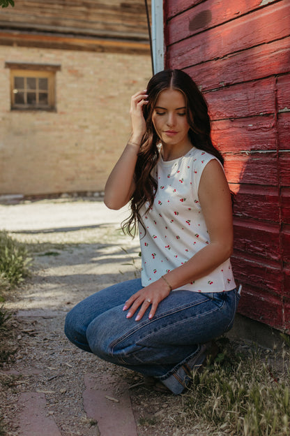 THE GRACELYNN CHERRY SLEEVELESS TOP