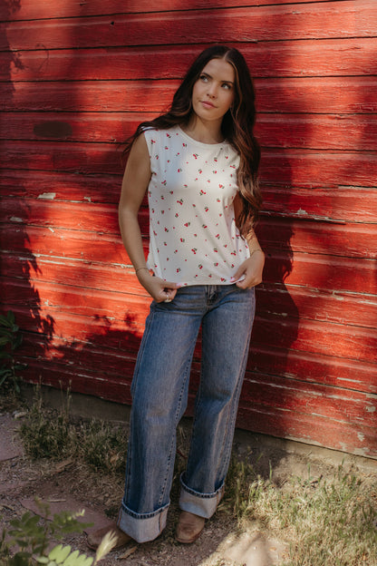 THE GRACELYNN CHERRY SLEEVELESS TOP