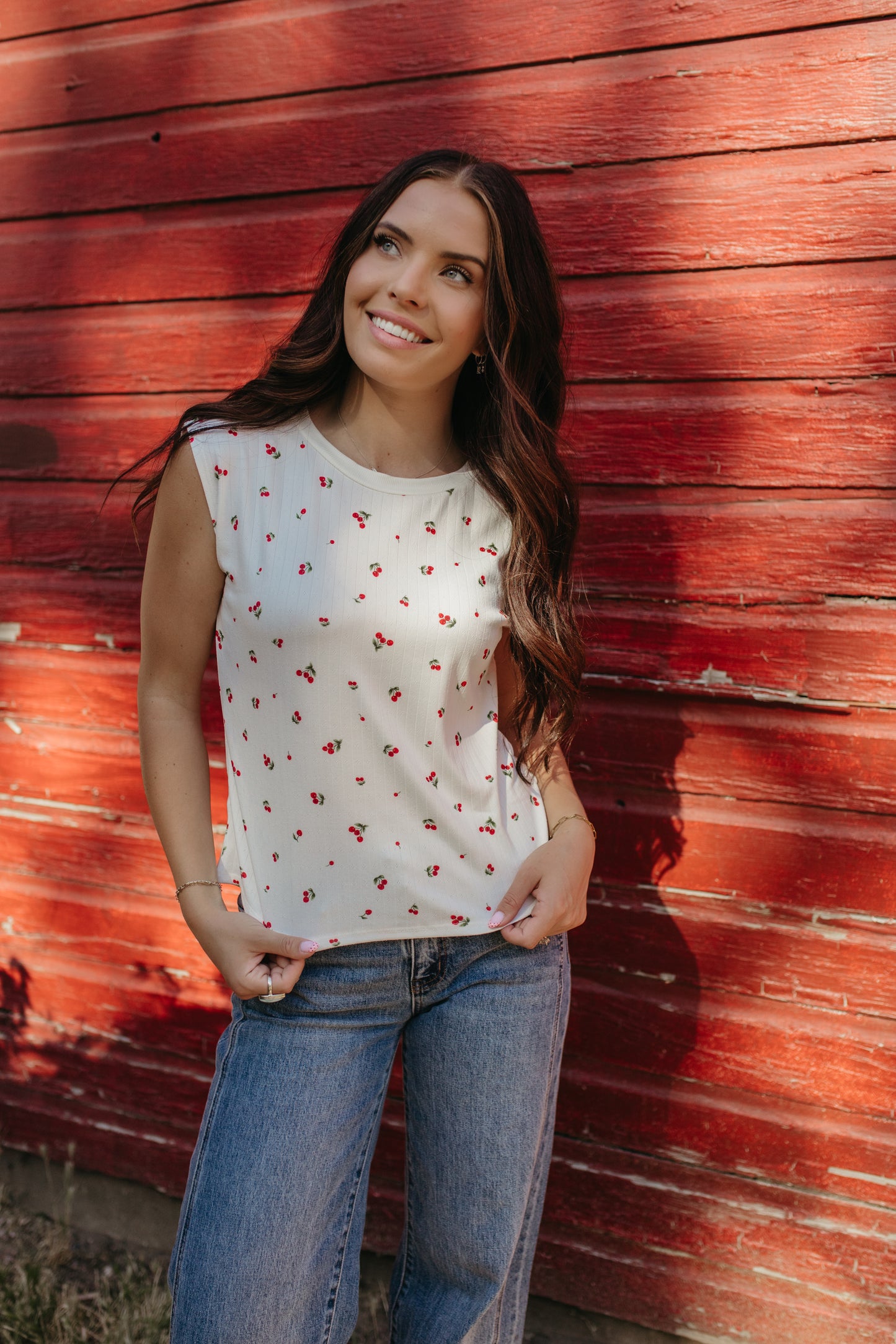 THE GRACELYNN CHERRY SLEEVELESS TOP
