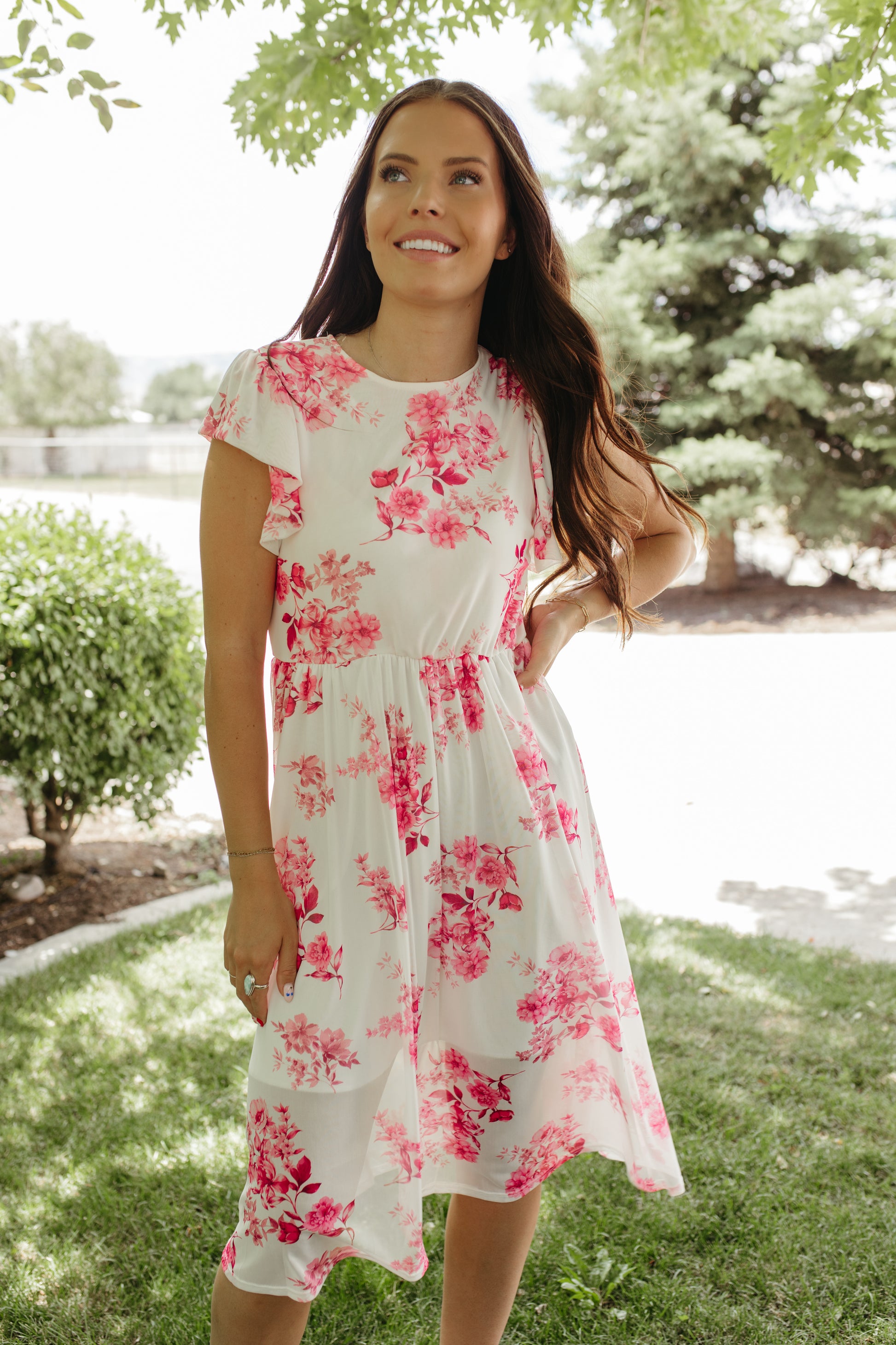 THE JULIE PINK FLUTTER SLEEVE DRESS 3X