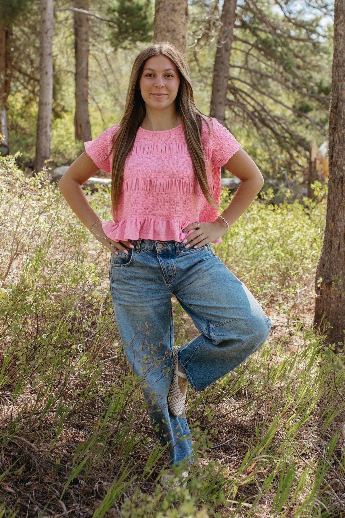THE JOLENE SHORT SLEEVE KNIT TOP IN PINK