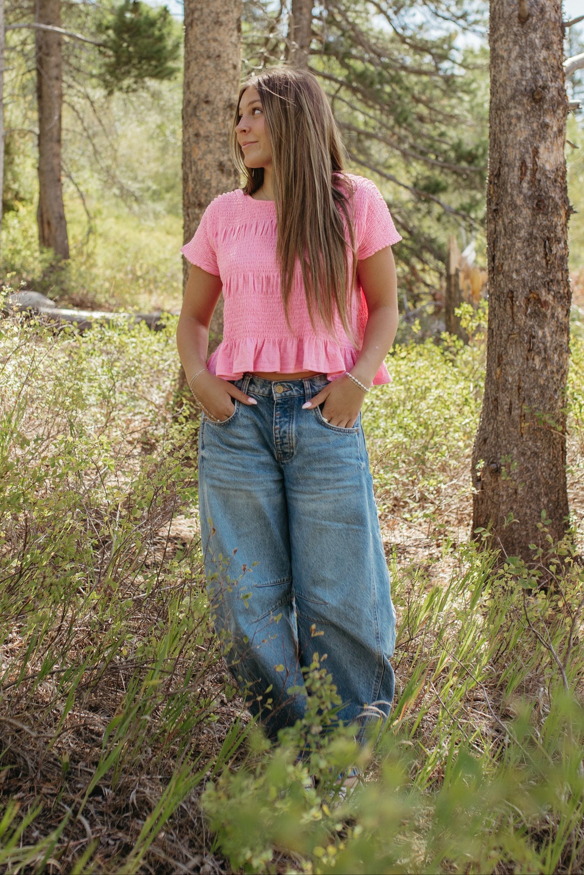 THE JOLENE SHORT SLEEVE KNIT TOP IN PINK