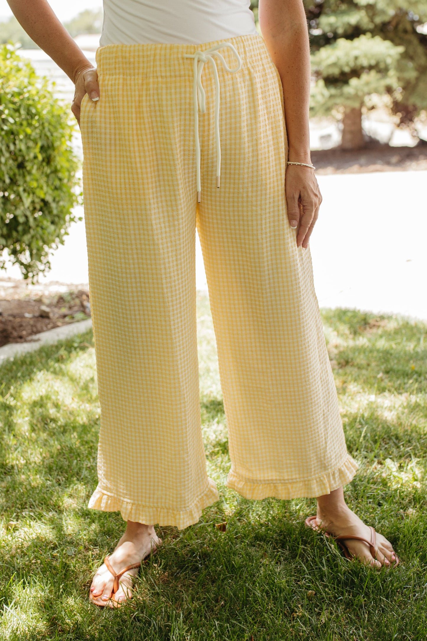THE NICOLE GINGHAM PANTS IN YELLOW
