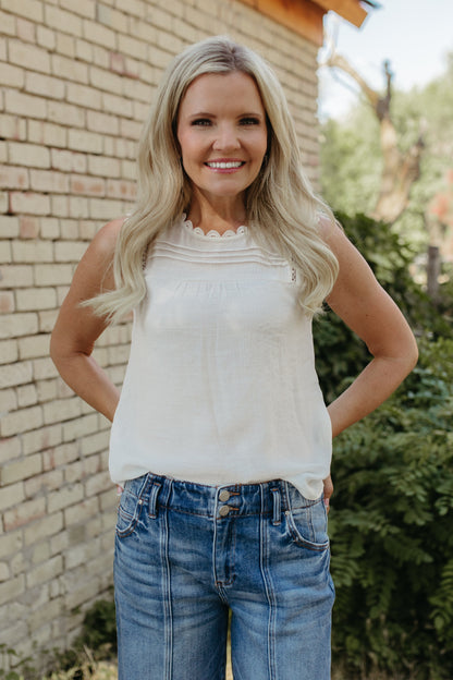 THE THEODORA LACE EDGE TOP IN WHITE