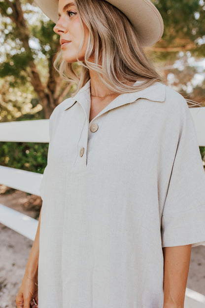 THE LINDIE LINEN DRESS IN NATURAL