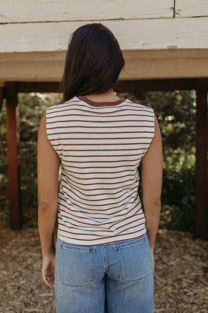 THE CORALINE BROWN STRIPED LOOSE TANK