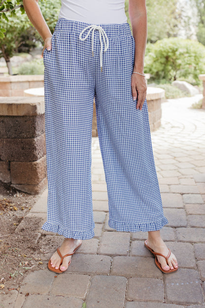 THE NICOLE GINGHAM PANTS IN BLUE