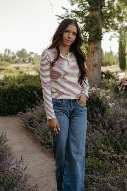 THE JOSEPHINE STRIPE RUFFLE TRIM TOP