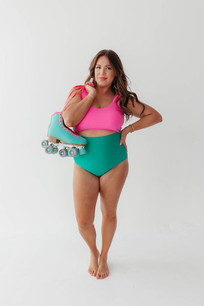PALM BEACH CUT OUT ONE PIECE IN TROPIC COLOR BLOCK BY PINK DESERT