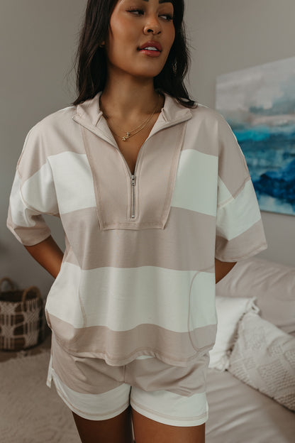 THE FRANKIE DUSTY PINK STRIPED SET