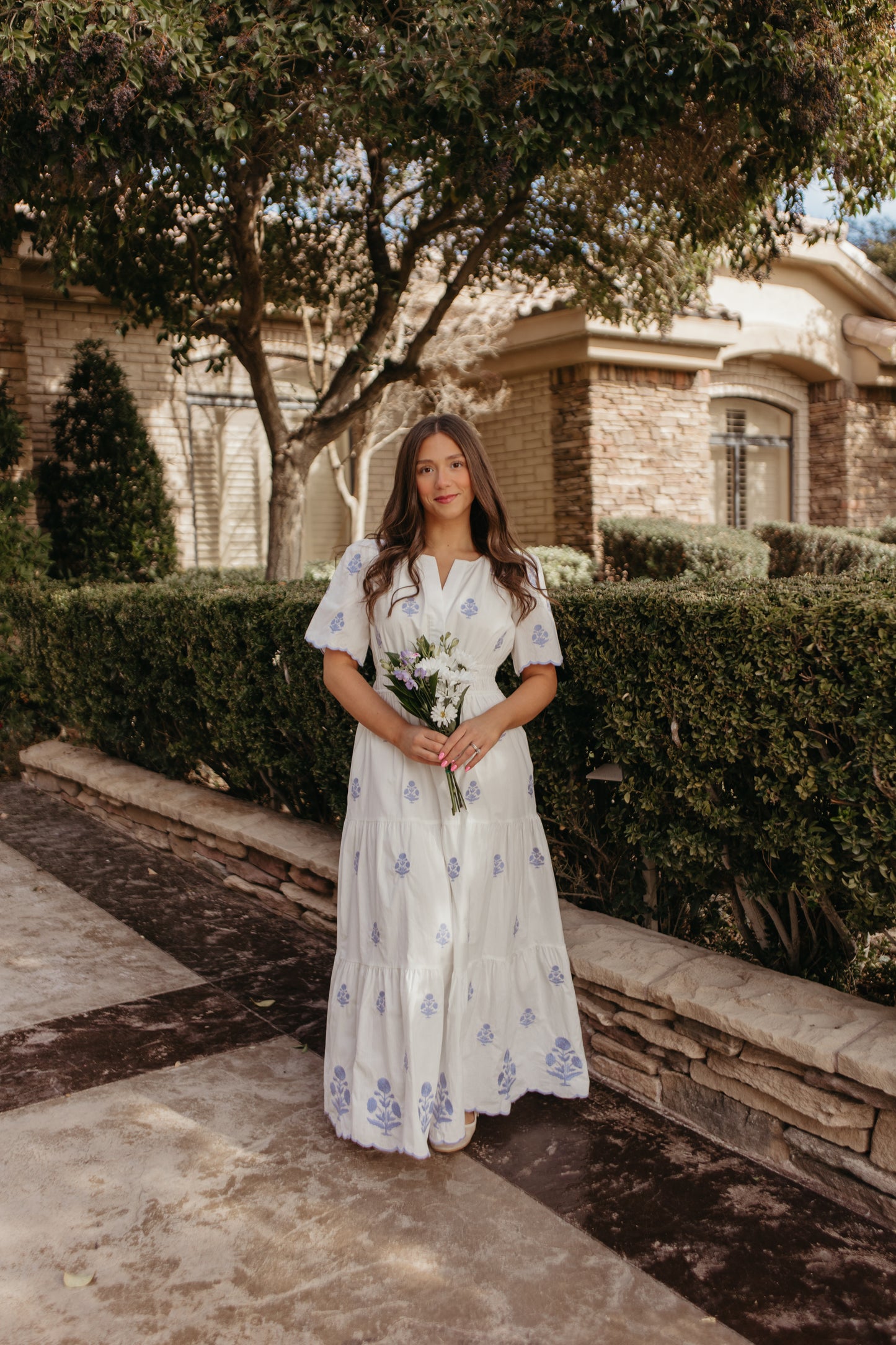 THE CAYLIE EMBROIDERED MAXI DRESS IN WHITE