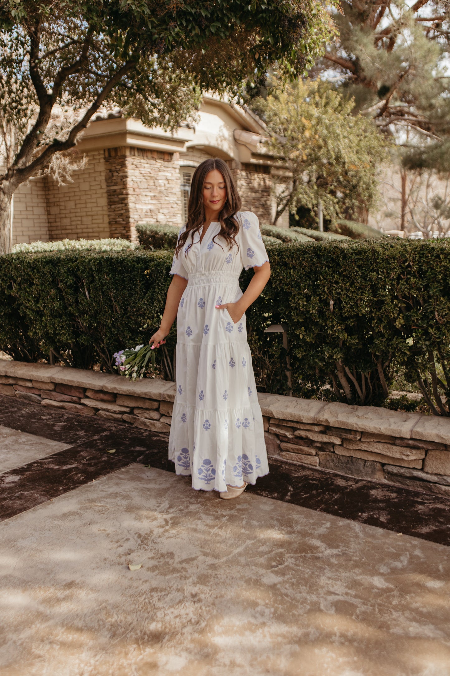 THE CAYLIE EMBROIDERED MAXI DRESS IN WHITE