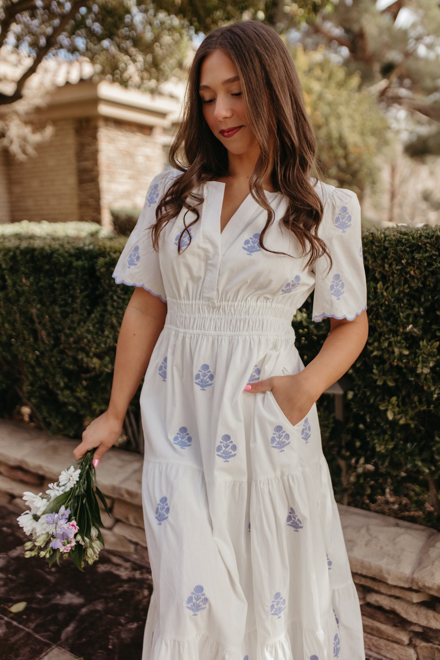 THE CAYLIE EMBROIDERED MAXI DRESS IN WHITE