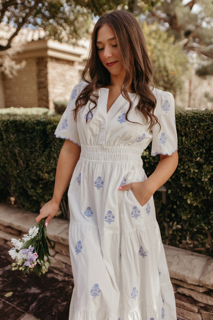 THE CAYLIE EMBROIDERED MAXI DRESS IN WHITE