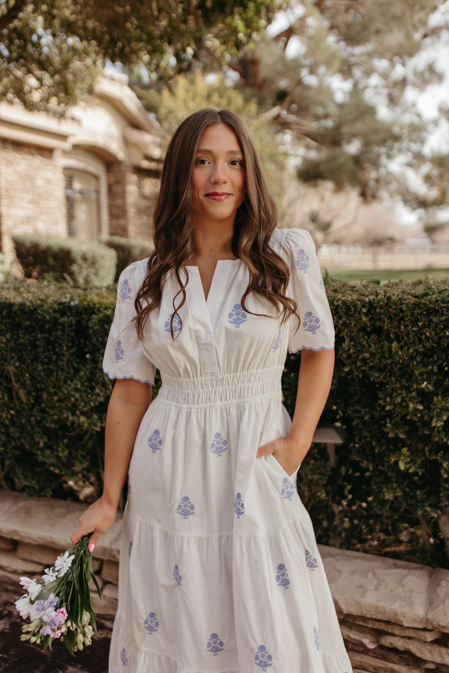 THE CAYLIE EMBROIDERED MAXI DRESS IN WHITE
