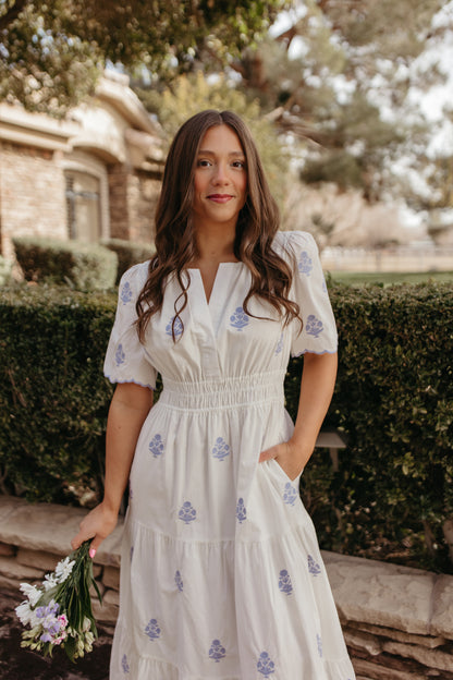 THE CAYLIE EMBROIDERED MAXI DRESS IN WHITE
