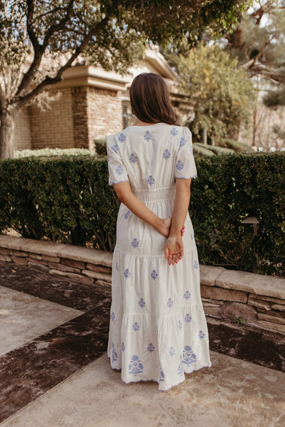 THE CAYLIE EMBROIDERED MAXI DRESS IN WHITE