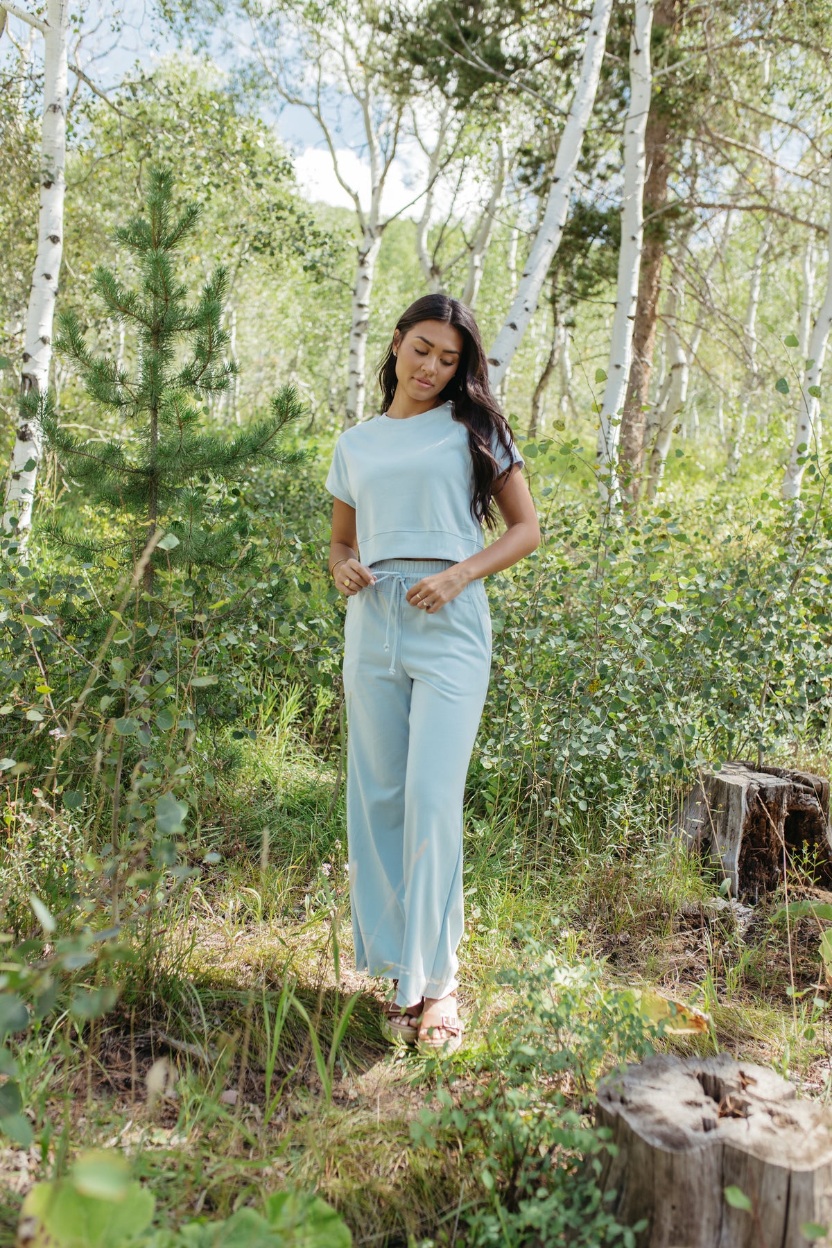 THE ALEENA WIDE LEG BLUE SET