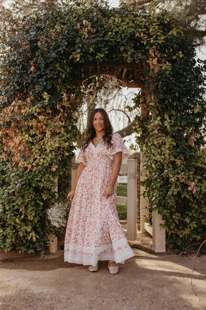 THE EVELYN FLORAL MAXI DRESS IN ENGLISH ROSE
