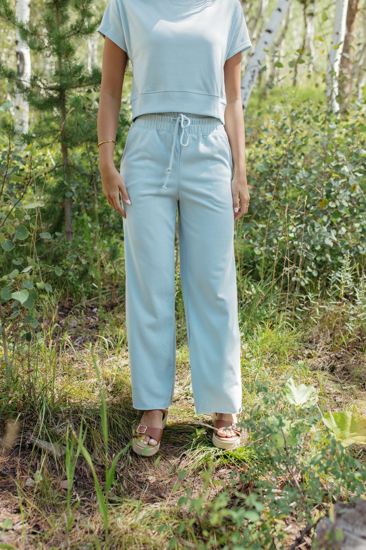 THE ALEENA WIDE LEG BLUE SET