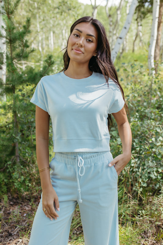 THE ALEENA WIDE LEG BLUE SET