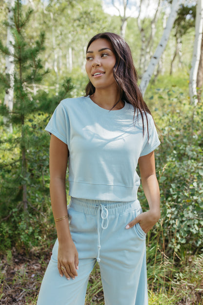 THE ALEENA WIDE LEG BLUE SET