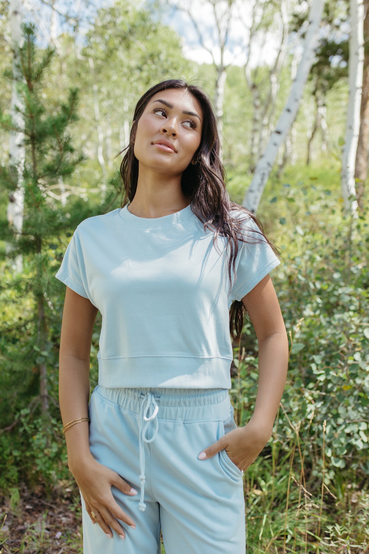 THE ALEENA WIDE LEG BLUE SET