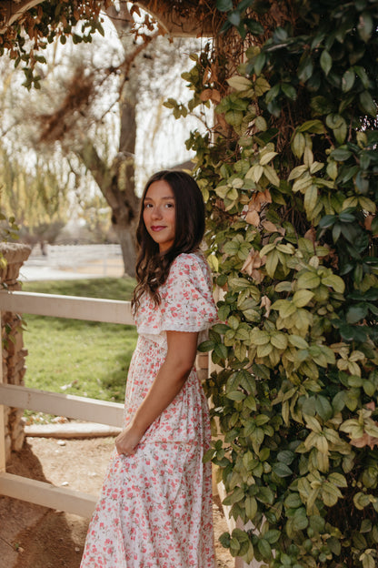 THE EVELYN FLORAL MAXI DRESS IN ENGLISH ROSE