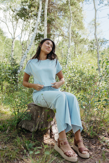 THE ALEENA WIDE LEG BLUE SET