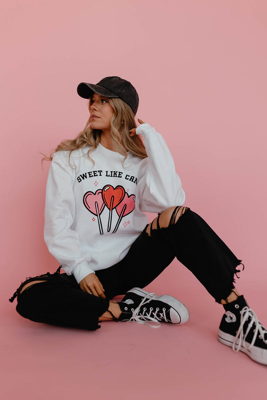 THE SWEET LIKE CANDY PULLOVER IN WHITE BY PINK DESERT
