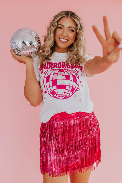 THE MIRRORBALL TEE IN WHITE BY PINK DESERT