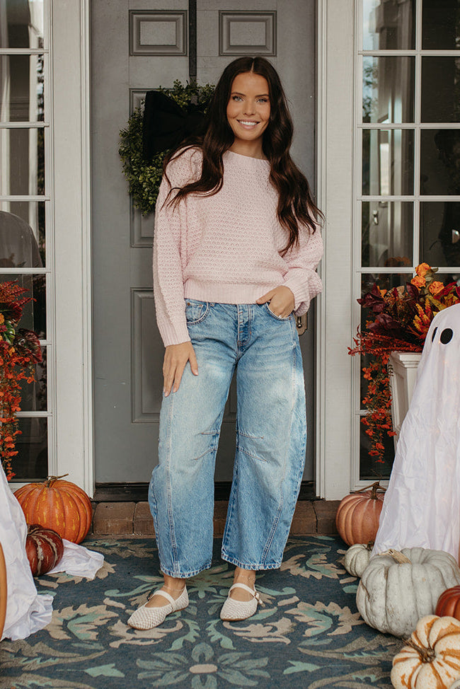 THE FERNANDA SATIN RIBBON SWEATER IN PINK
