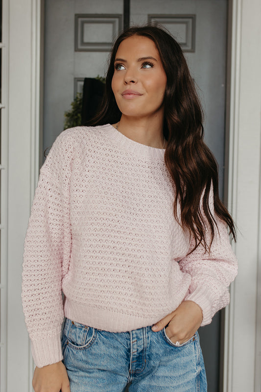 THE FERNANDA SATIN RIBBON SWEATER IN PINK