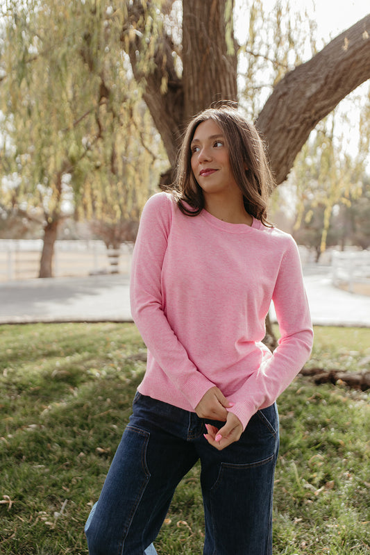 THE ROSALIE SOFT KNIT PULLOVER IN PINK